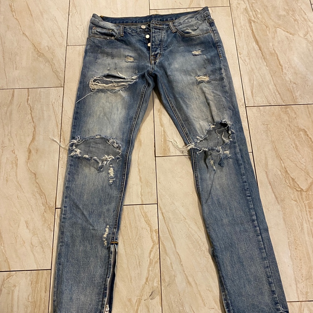 MNML distressed denim FOG denim fear of god jeans inspired essential wear